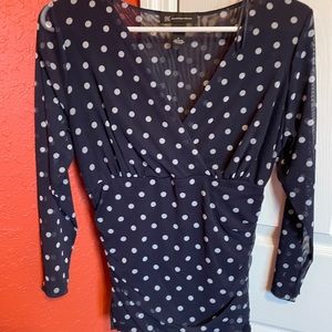 Navy Blue polka dot top.
